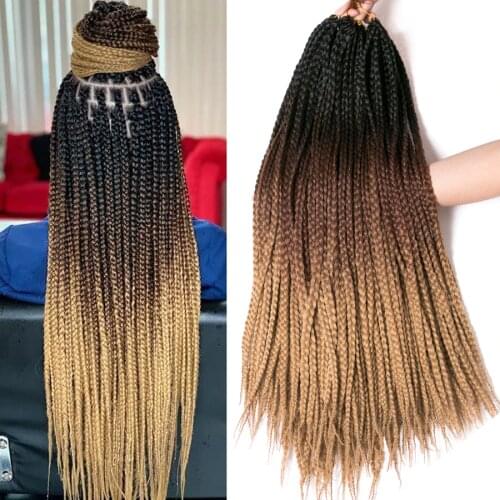 Crochet braid 24 inch box braid 22 Roots/pcs Blonde Ombre Synthetic Braiding Hair extension Heat Fiber Bulk braid