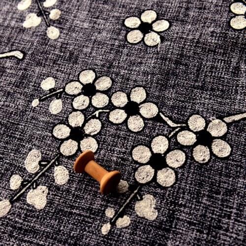 Half Meter Black Plum Blossom Polyester Blending Fabric For Cape Long Goan Overcoat Ancient Costume Material A68