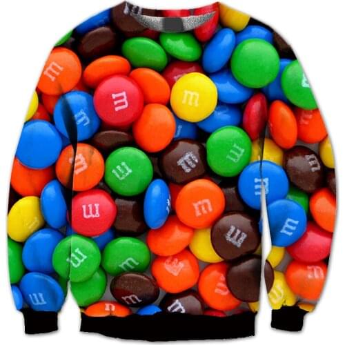 REAL American SIZE Multi-Colored Button-Shaped Chocolates 3D Sublimation Print Crew neck Sweatshirt - plus size