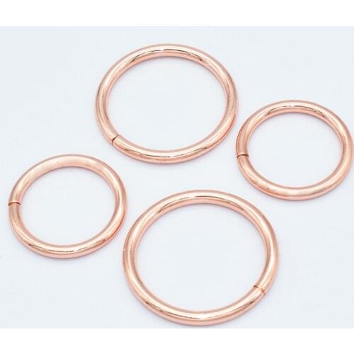 Rose Gold O Ring Slide Adjustable Buckles Round Formed Bag Clasp Belt Strap Buckles Half Webbing Belt D Rings Handbag 1"/1.25"