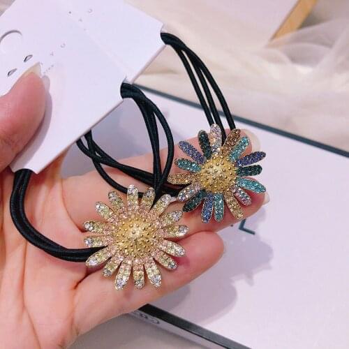 Fashion Sunflower Elastic Hair Bands Crystal Sun Flower Jewelry Hairbands Headpiece Headdress Hair Accessories for Women Girls