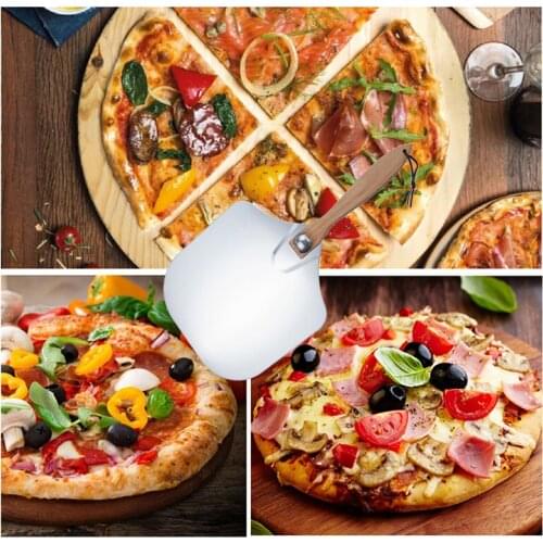 Folding Aluminum Pizza Shovel Wooden Handle Aluminum Pizza Shovel Baking Shovel Pizza Transfer Tool Folding Shovel