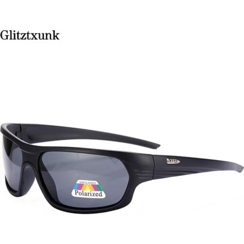Glitztxunk Polarized Sunglasses Men 2020 Fashion Brand Design Sports Sun Glasses Male UV400 Square Black Frame Outdoor Eyewear