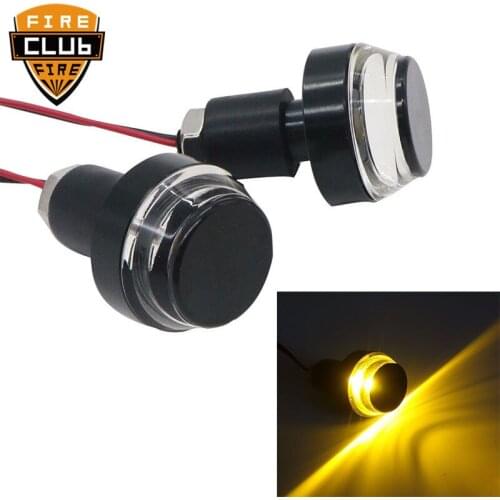 12V Motorcycle Handlebar End LED Turn Signal Light Amber Moto Handle Bar Grip Plug Side Marker Lamp