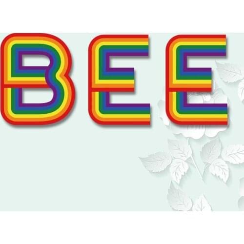 English letter BEE rainbow color heat transfer sticker DIY childrens clothing T-shirt