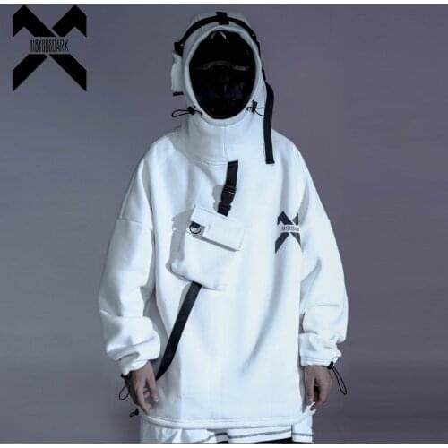 11 BYBBS DARK Techwear Harajuku Hoodies Men 2021 Ribbon Design Pullover Hip Hop Streetwear Hoodies Sweatshirts WB143