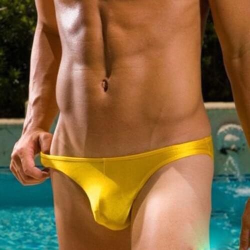 Men Panties Low Waist Breathable Briefs U Convex Pouch Ice Silk Sexy Sissy Underwear Ployester Glossy Lingeries Gay Underware