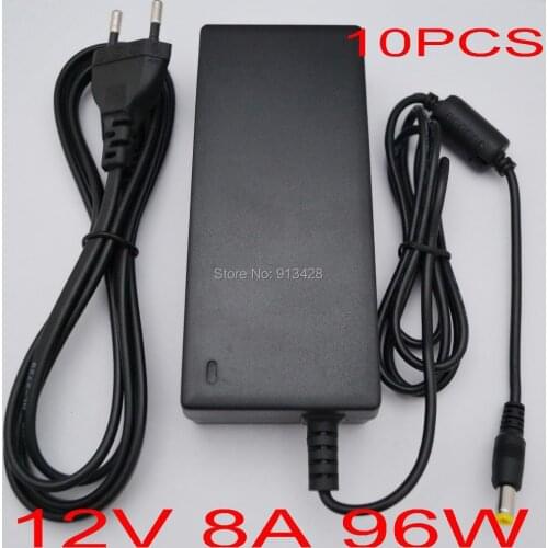 High quality 10PCS 12V 8A 96W Led Power Adapter EU /US /UK/ AU Cable for 5050/ 5630 SMDLED Light