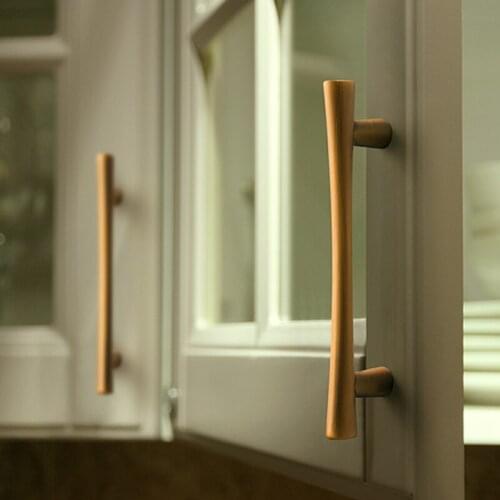 Zinc Alloy Yellow bronze Cabinet Handles Kitchen Cupboard Door Pulls Drawer Knobs Fashion Furniture long Handle Hardware