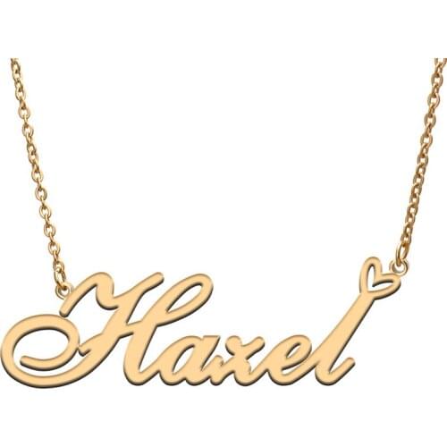 Love Heart Hazel Name Necklace for Women Stainless Steel Gold & Silver Nameplate Pendant Femme Mother Child Girls Gift