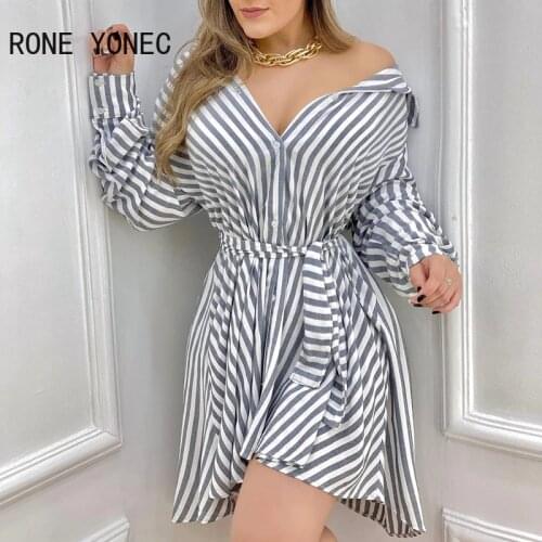 Women Casual Striped waistband Long sleeves Sexy Short Dress