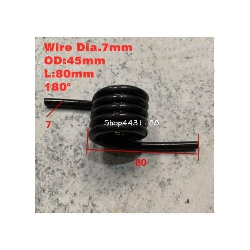 1pcs 7*45*80mm*5circles, 180degree ,Right Rotation Wire Steel spring Torsion spring Heteromorphic spring Rotating spring