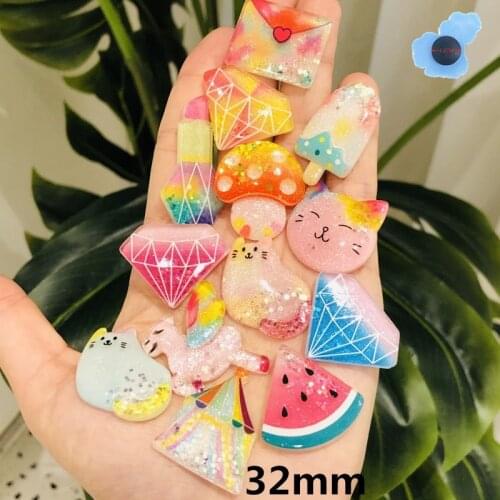 1Pcs Brilliant Resin Diamond Cat Mushroom Garden Shoe Accessories Decoration Charms Fit Holes Wristband Kids Gifts Croc Jibz