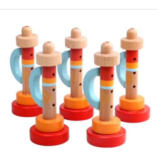 1pc Musical Instrument Toy Baby Wooden Musical Instrument Trumpet childrens Toys Infant Early Childhood Educational Toys