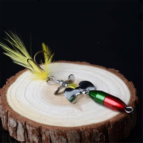 1Pcs Metal Spinner Bait 10g 7cm Spoon Lures Rotating Sequins Fishing Lure Bass Hard Bait With Feather High Quality Tackle