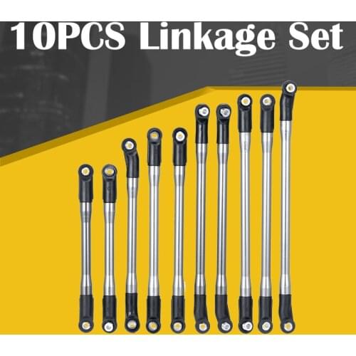 10PCS/set METAL Upper + Lower Linkage Chassis Link Set With Plastic Rod End Set For AXIAL RC Crawler Car SCX10 II 90046