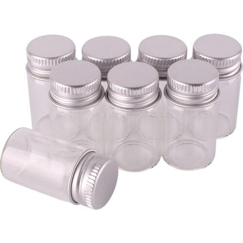 100pcs Size 22*40mm 7ml Transparent Glass Perfume Spice Bottles Tiny Jars Vials With Silver Screw Cap DIY Craft