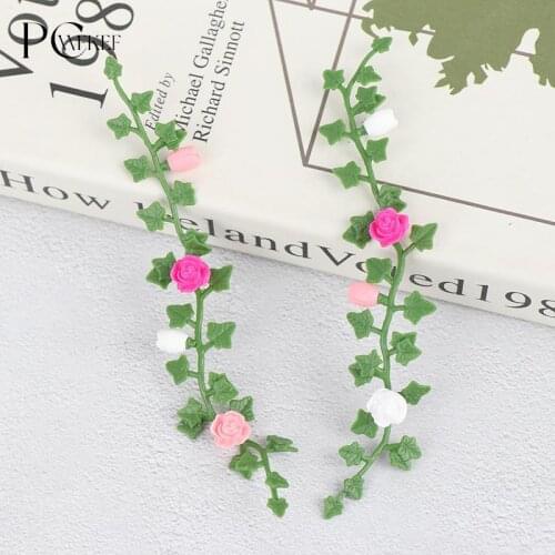 2Pcs 1:12 Dollhouse Miniature Rose Flower Vine Climbing Rose Wattle Home Decor Miniature Rose Doll House Miniature Flower Vine