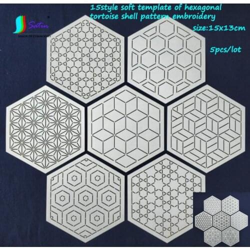 5pcs DIY High Quality 15x13cm Hexagonal Tortoise Shell Pattern Embroidery Template Embroidery Dkirt Tea Mat Matte Soft Template