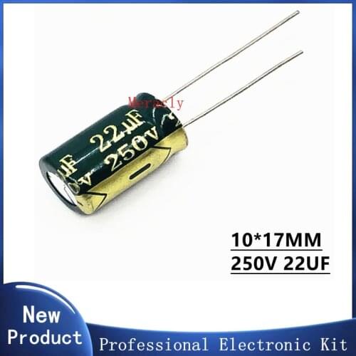 5PCS 250V 22UF 20% High frequency and low impedance in-line aluminum electrolytic capacitors long life Brand new authentic