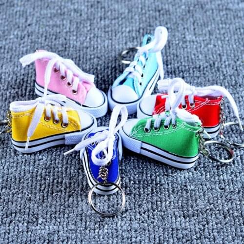 500pcs 6 colors 3D Novelty Canvas Sneaker Tennis Shoe Keychain Key Chain brithday Party gift