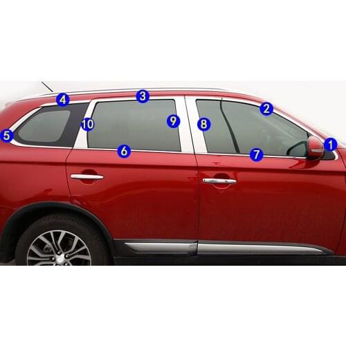 Car Stick Stainless Steel Glass Window Garnish Pillar Middle Column Strip Trim HoodFor Mitsubishi Outlander 2016 2017 2018 2019