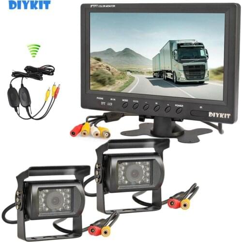 DIYKIT Wireless 12VDC 9inch Rear View Monitor Car Monitor + Rear View Waterproof CCD Car Camera for Bus Horse Trailer Motorhome