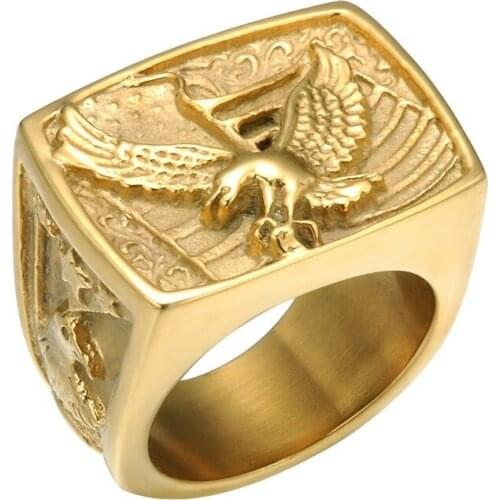 Bohemia Punk Rock Eagle Mens Ring Luxury Gold Silver Color Finger Wedding Rings for Women Boho Animal Viking Jewelry Never Fade
