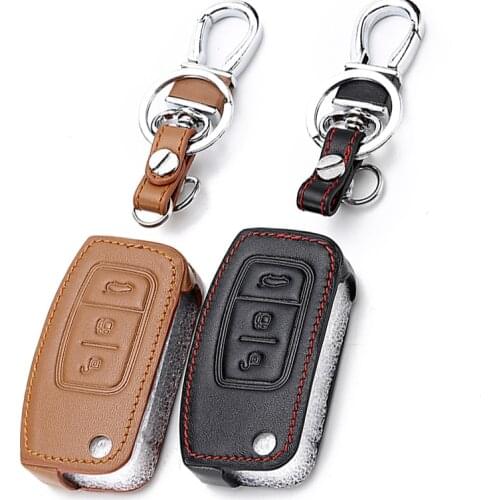 Genuine Leather Remote Key Case Shell Cover For Ford Mondeo Mk3 Transit Custom Fusion Edge Mondeo Mustang For Ford Keys Keychain