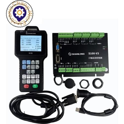 CNC kit S100 3-axis CNC Handle Controller Motion Control System support G code 500KHZ + 24v 75W MEANWELL Switching power supply