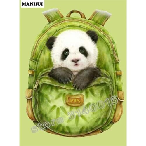 Diy Diamond Painting Cross Stitch School bag panda Diamond Embroidery Square Diamond Mosaic Rhinestone Decor Paintings ABC321