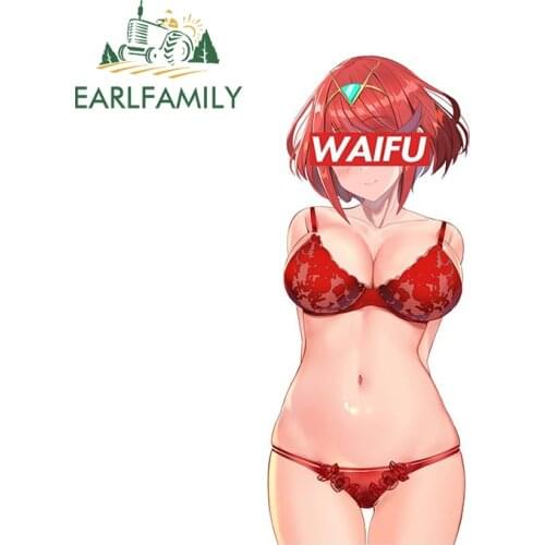 EARLFAMILY 13cm x 5.4cm for Sexy Girl Waifu Car Stickers Sunscreen Personality Decals Car Accessories Laptop Skateboard Decor