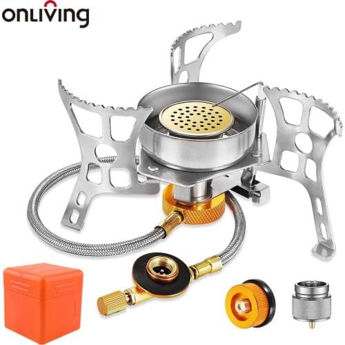 ONLIVING Outdoor Windproof Gas Stove Camping Gas Burner Folding Split Electronic Stoves Tourist Equipment for Hiking 3900W