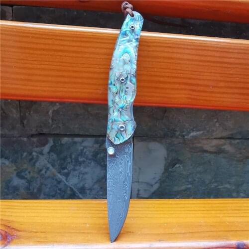 Hot Sale Folding Knife Damascus Blade Portable RescueTop EDC Knives Tactical Camping Survival Hunting Pocket Knives