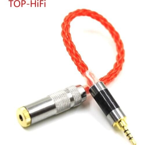 TOP-HiFi UPOCC Single Crystal Copper Silver Plated 2.5mm TRRS Balanced Male to 3.5mm TRRS Balanced Female DIY Audio Adapter
