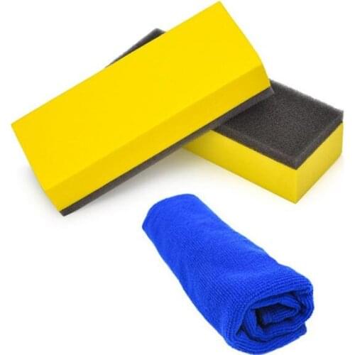 2Pcs Automotive Plated Glass Coating Tools Sponges and Towels Car Washer Car Cleaning Car Bursh Car styling Car accessories