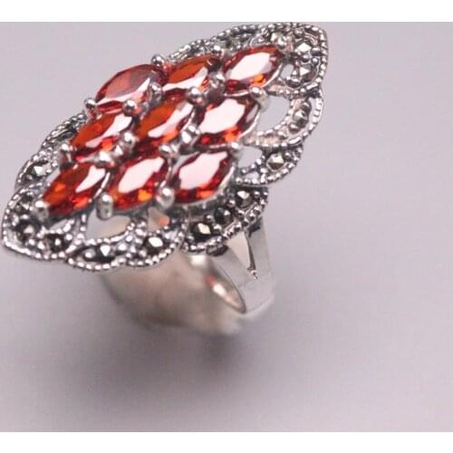 Genuine/Original Silver 925 Sterling Silver Ring for Weddings Eternity Ring for Women Great Gift for Ladies Garnet Diamond Ring