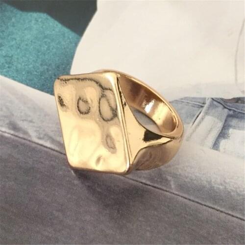 New Fashion Trendy Women Thick Ring Rhombus Surface Thick Ring for Party Jewelry Bagues Pour Femme