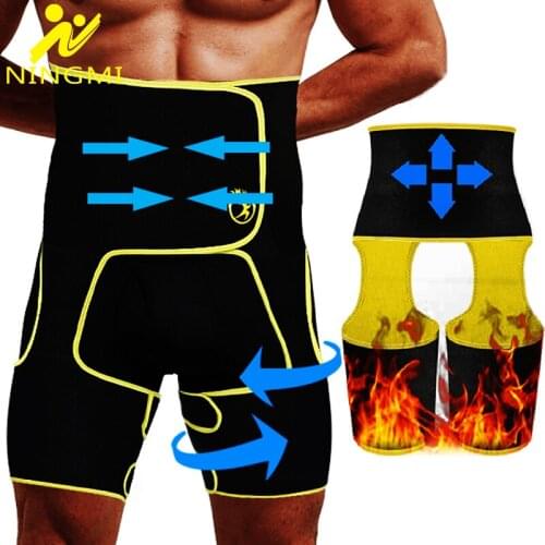 NINGMI Mens High Waist Trainer Thigh Trimmer Push Up Butt Lifter 3 in 1 Body Shaper Weight Loss Neoprene Shapewear Leg Shapers