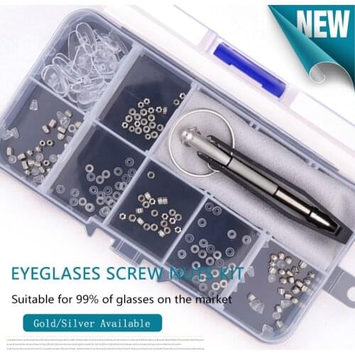 Eyeglass Glasses Repair Kit, Small Screws Nuts Washers with Nose Pads Screwdrivers Tweezer for Sunglasses, Watch, Jewelry Fixing