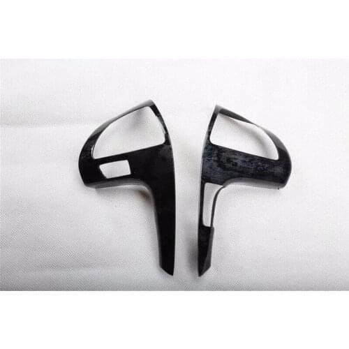 For TOYOTA Highlander 2009-2013 2PCS Black Wood ABS Chrome Car Interior Steering Wheel Cover Trim Moldings Car Styling