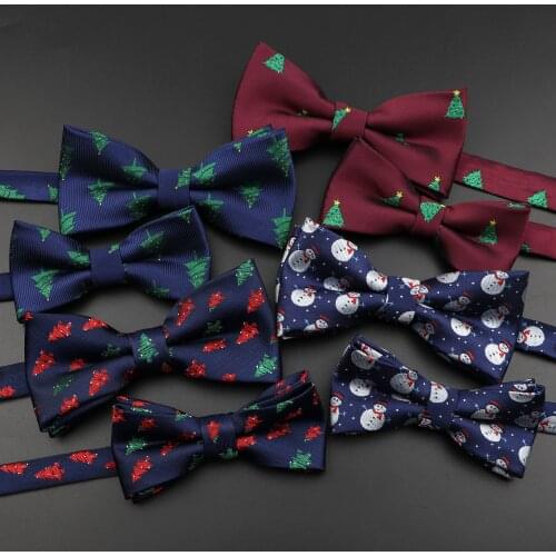 2020 New Christmas Bow Ties Mens Novelty Pre-tied Red Blue Santa Claus Tree Bowtie For Man Children Festival Party Accessories