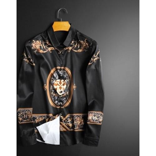 New 2021 Autumn Long-sleeved L 's Chemise Hawaienne Homme Flower Ropa Hombre Casual Shirts Men Dress