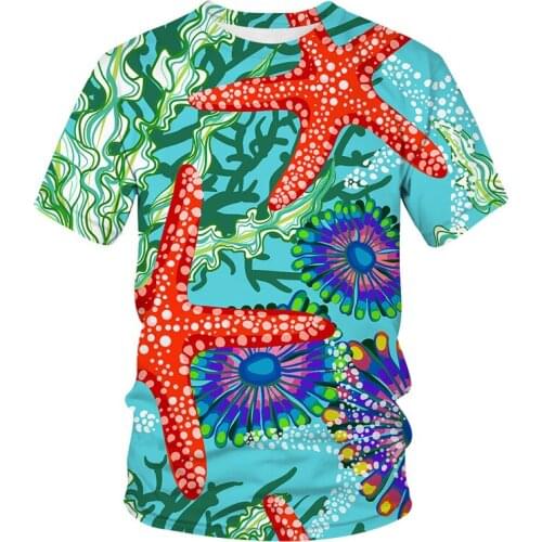 New Summer 3D marine animal T Shirts Funny 3d Printed Streetwear Starfish tshirt Fashion Casual harajuku Short Sleeve T shirts