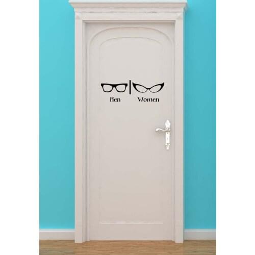 One Of Most Popular Toilet Sign Decal Two Kinds Of Glasses Stand For Men And Women Silhouette Vinyl Sticker Removable Decor S80