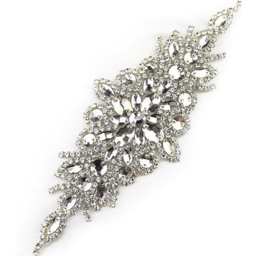 Wholesale Popular Hand-made Beaded Sparkling Rhinestone Crystal Applique For Wedding dress WRA-180