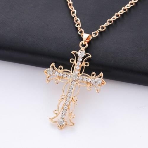 2020 New fashion saint light cross pendant necklace for women statement necklace trendy hip hop punk jewlery best gift