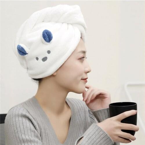 Hair Towels Wrap Bathroom Microfiber Quickly Dry Bath Hair Turban Hat Towel Cute Cartoon Super Absorbent Women Hair Cap
