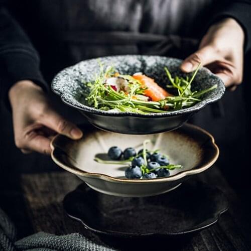 Japanese restaurant tableware creative ceramic soup plate flower-shaped plate deep dish dish salad bowl shallow bowl dish home p
