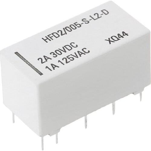 Drop Wholesale 5V Coil Bistable Latching Relay DPDT 2A 30VDC 1A 125VAC HFD2/005-S-L2-D Realy Dropshipping